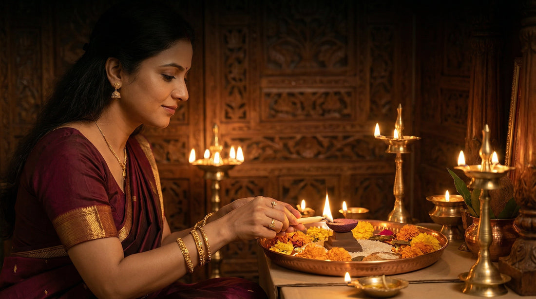 Daily 2-minute havan ritual karti hui - Havanya charcoal-free dhoop